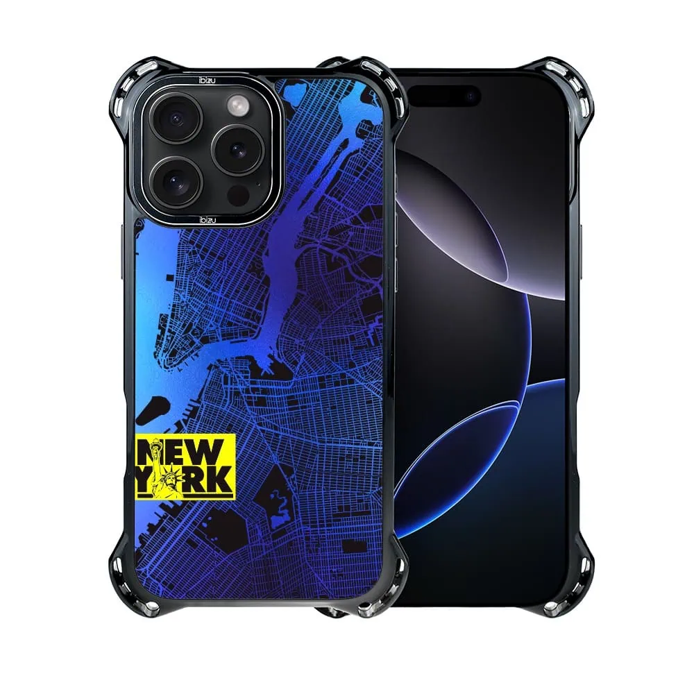 Etui do iPhone 16 Pro, Ibizu DropGuard Ultra z MagSafe, Mapy Świata, New York