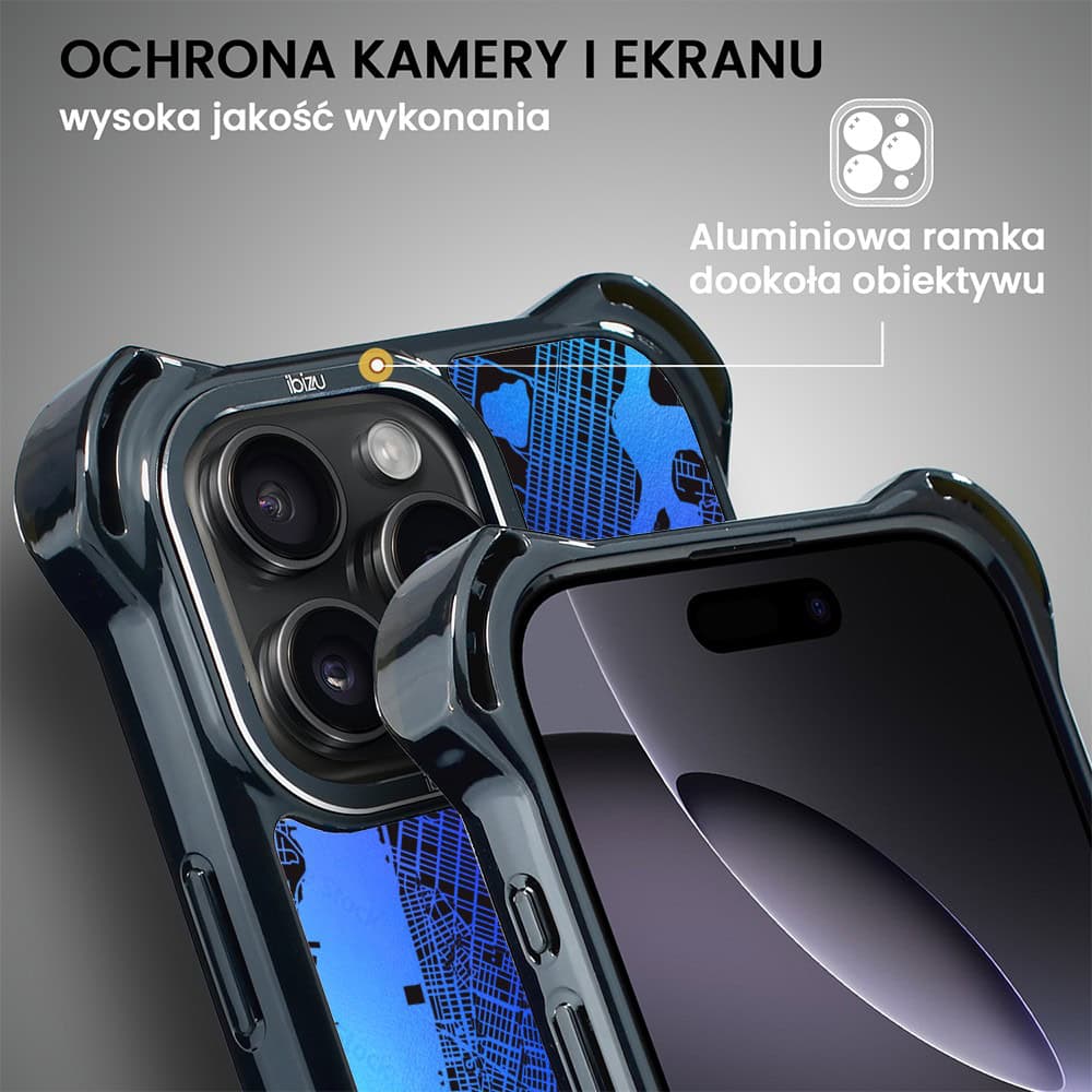 Etui do iPhone 16 Pro, Ibizu DropGuard Ultra z MagSafe, Mapy Świata, New York