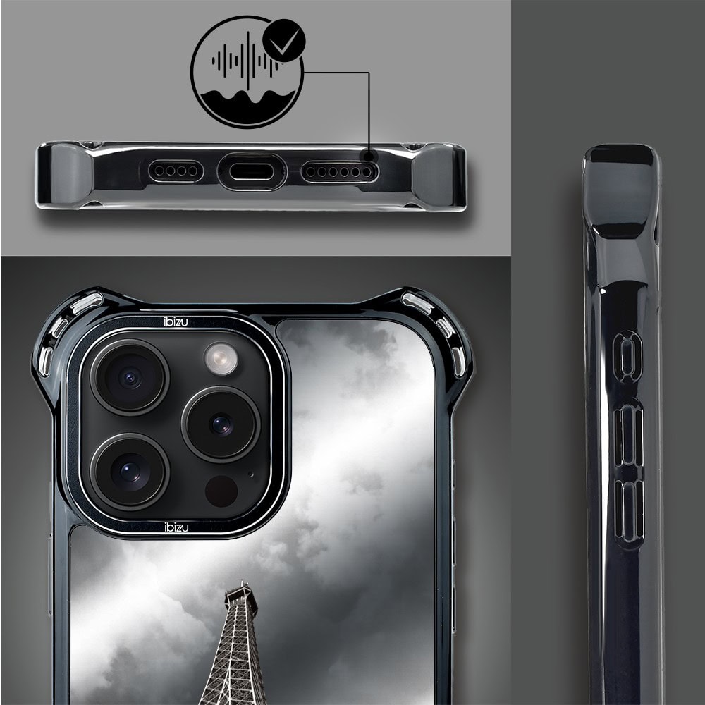 Etui do iPhone 16 Pro, Ibizu DropGuard Ultra z MagSafe, Noir City, Wieża Eiffla