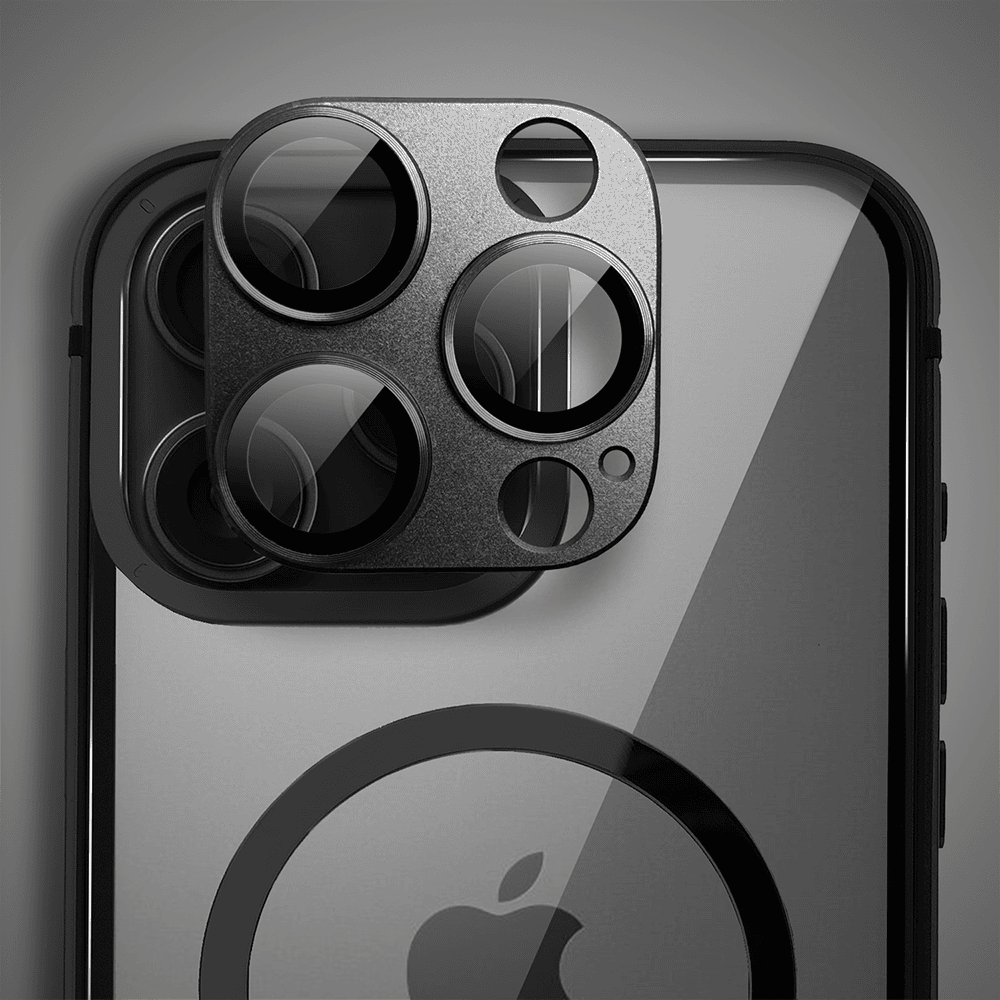 Etui do iPhone 16 Pro Ibizu Elite Skin z MagSafe, krystalicznie czyste z metalową ramką, czarne