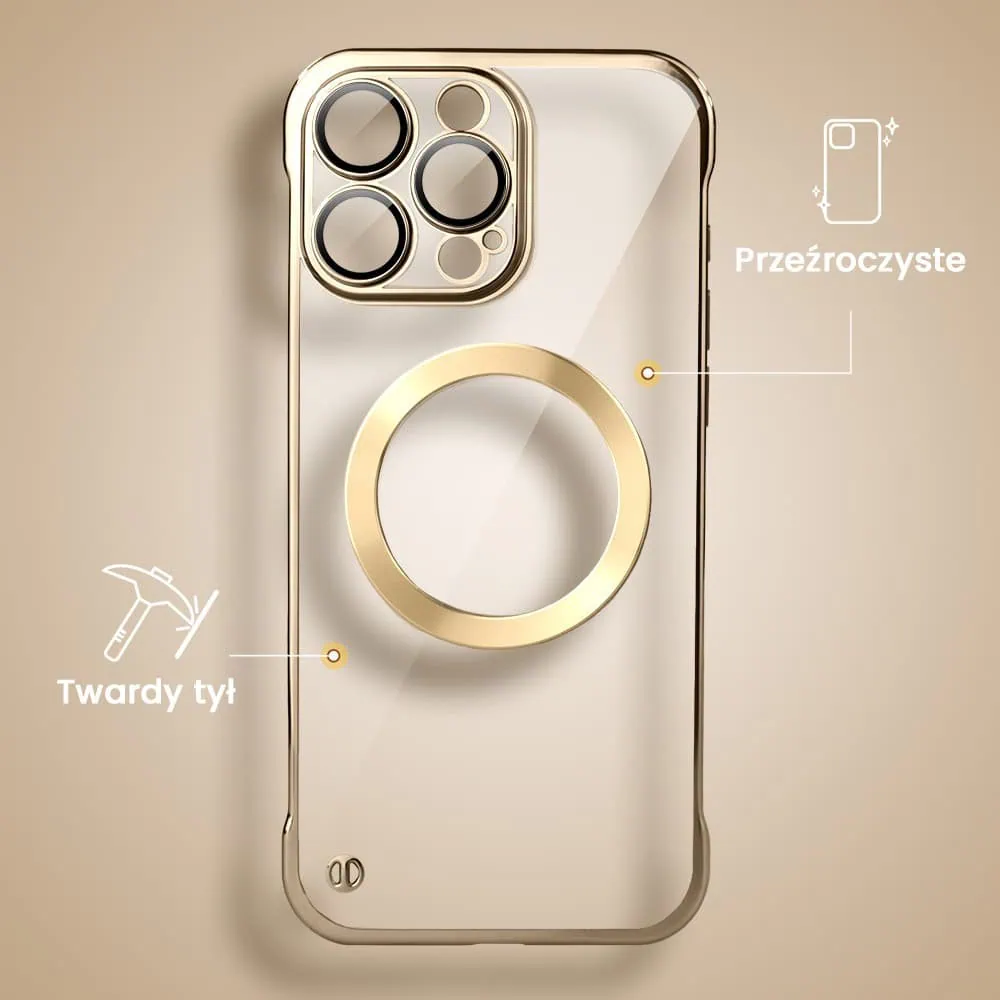 Etui do iPhone 16 Pro Max MagSafe Luxury Protect Lite przeźroczyste, hybrydowa ochrona kamery, tytan pustynny