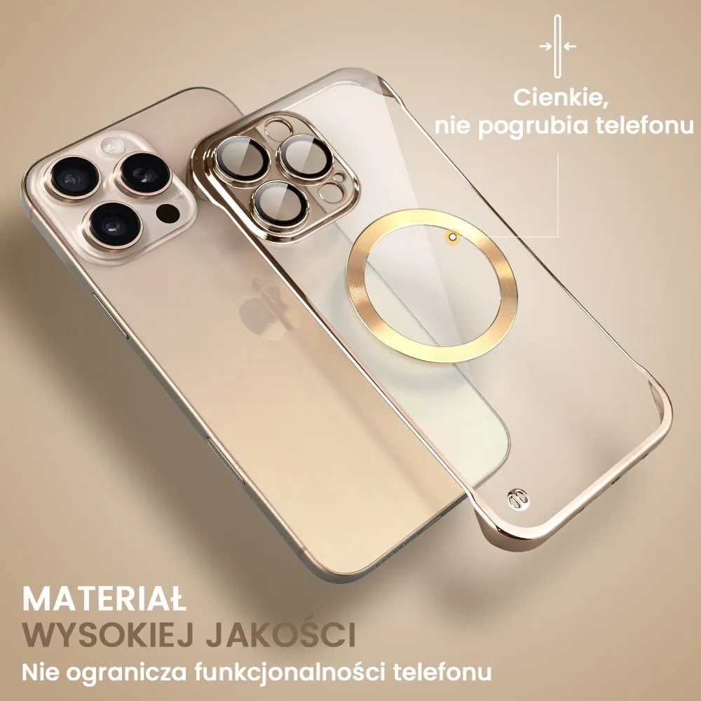 Etui do iPhone 16 Pro Max MagSafe Luxury Protect Lite przeźroczyste, hybrydowa ochrona kamery, tytan pustynny