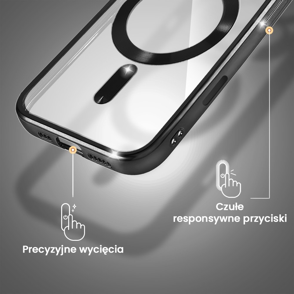 Etui do iPhone 16 Pro MagSafe Luxury Protect przeźroczyste, czarne