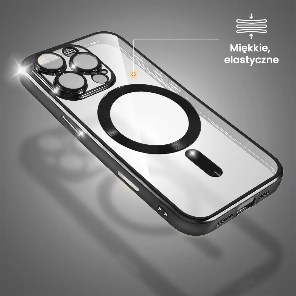 Etui do iPhone 16 Pro MagSafe Luxury Protect przeźroczyste, czarne