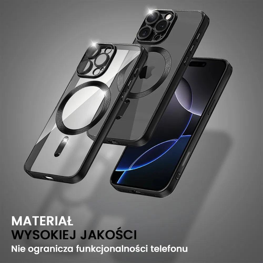 Etui do iPhone 16 Pro MagSafe Luxury Protect przeźroczyste, czarne