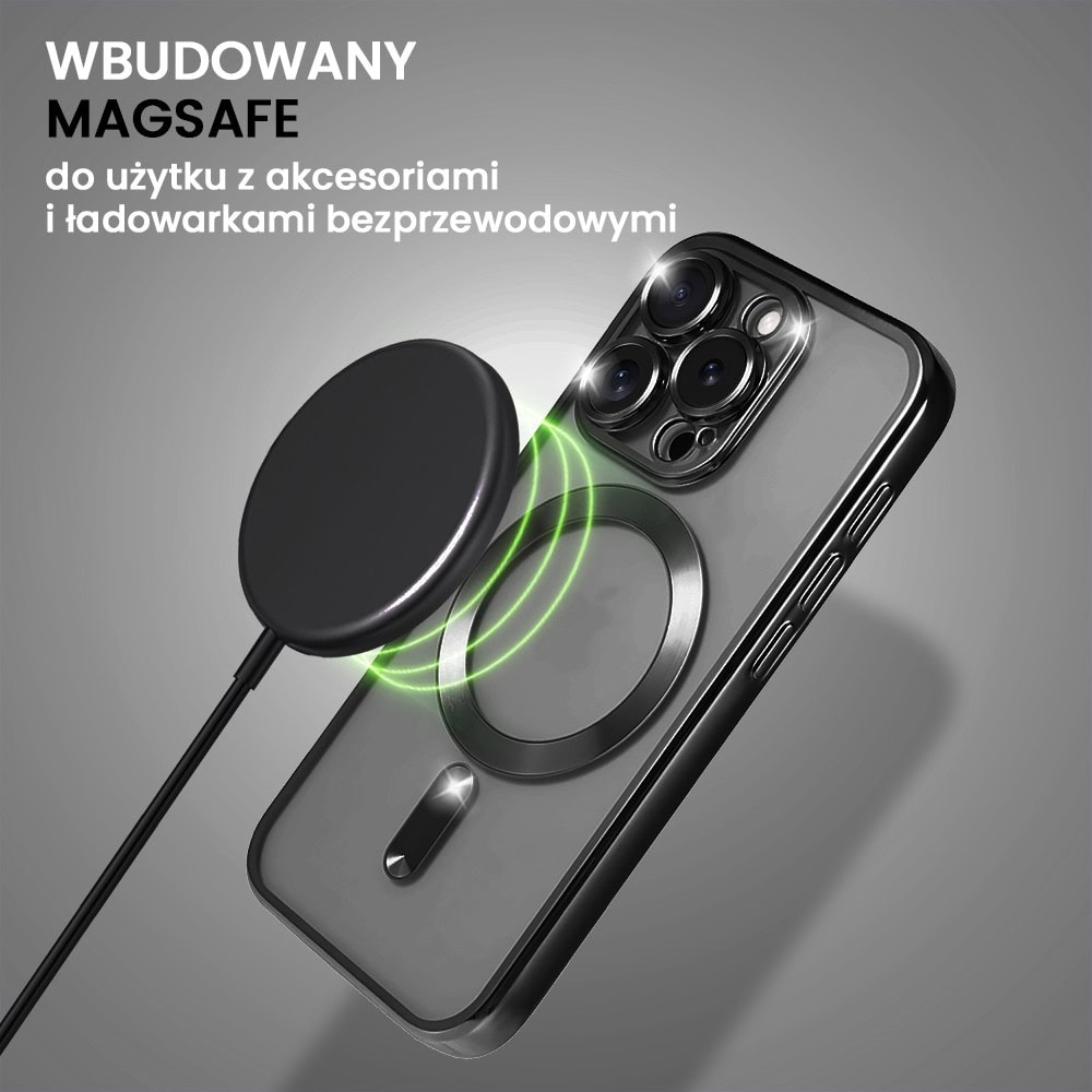 Etui do iPhone 16 Pro MagSafe Luxury Protect przeźroczyste, czarne