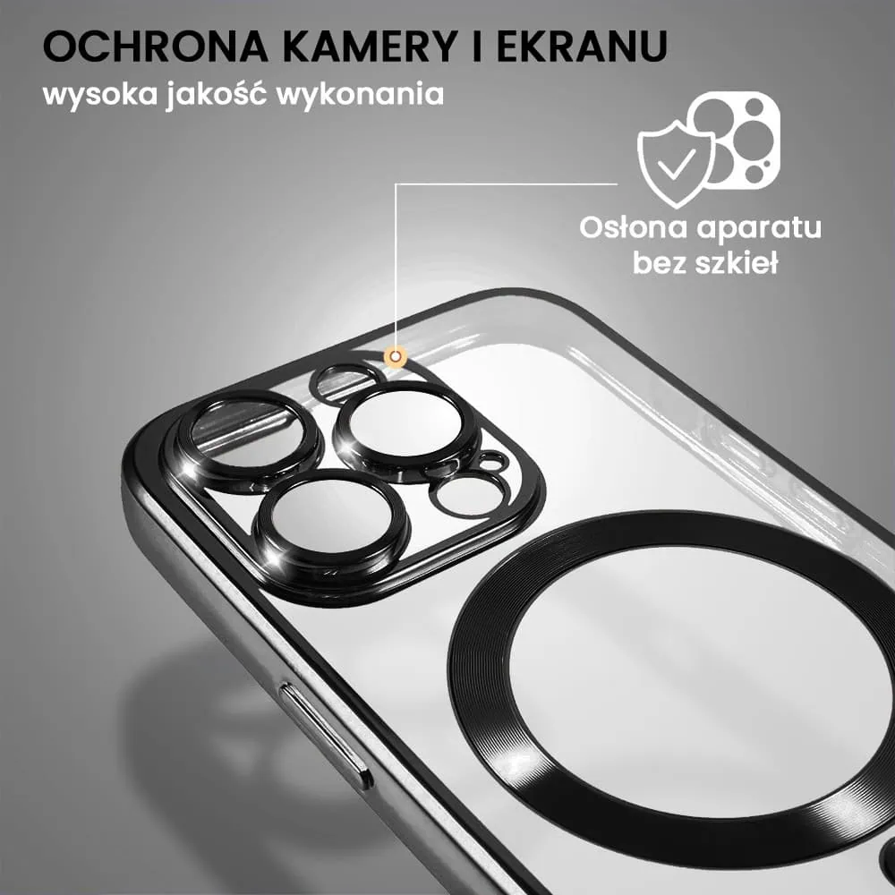 Etui do iPhone 16 Pro MagSafe Luxury Protect przeźroczyste, czarne