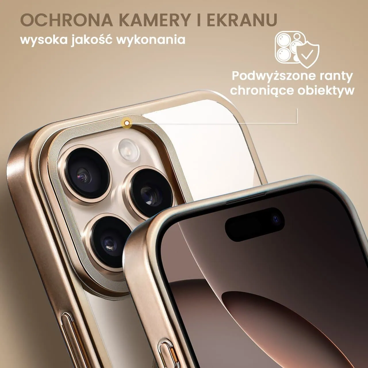 Etui do iPhone 16 Pro Max MagSafe Luxury Titanium Finish, przeźroczyste, tytan pustynny