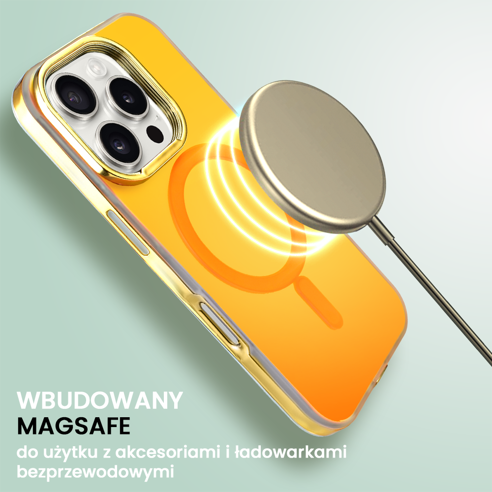 Etui do iPhone 16 Pro Max MagSafe Miami Vibe, głęboki mieniący się kolor, słoneczna poświata i złote akcenty (OUTLET)