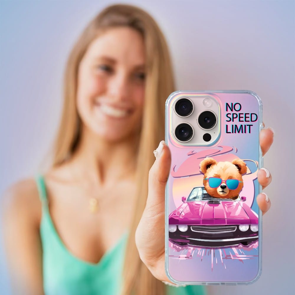 Etui do iPhone 16 Pro Max MagSafe Bear With Me, Pink Car, różowy samochód, zmieniające kolor