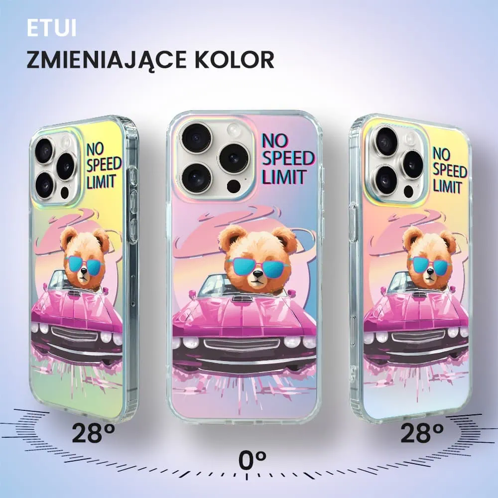 Etui do iPhone 16 Pro Max MagSafe Bear With Me, Pink Car, różowy samochód, zmieniające kolor