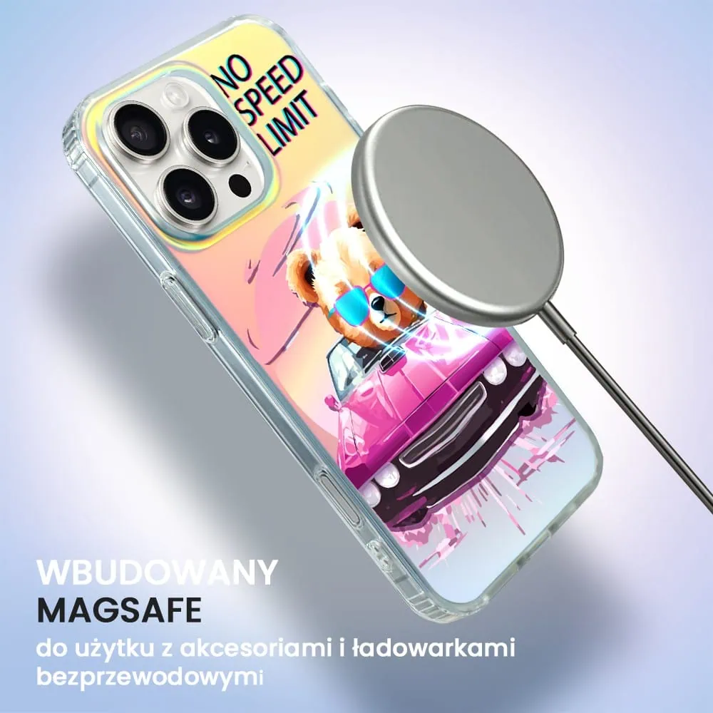 Etui do iPhone 16 Pro Max MagSafe Bear With Me, Pink Car, różowy samochód, zmieniające kolor