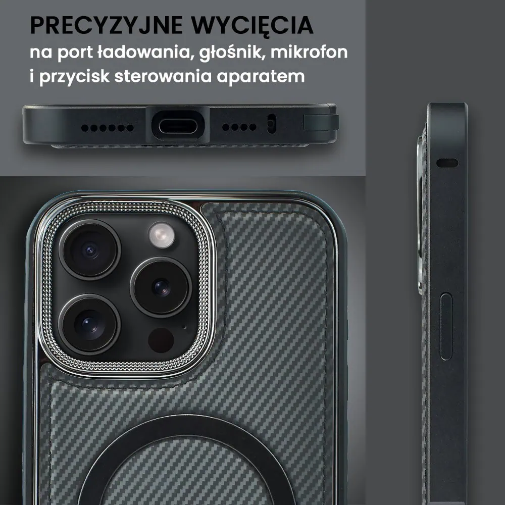 Etui do iPhone 16 Pro Metal Solid Leather Stand z MagSafe, czarne