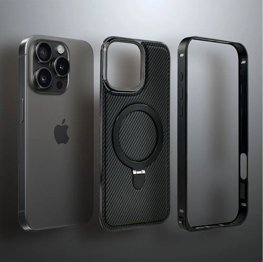 Etui do iPhone 16 Pro Metal Solid Leather Stand z MagSafe, czarne