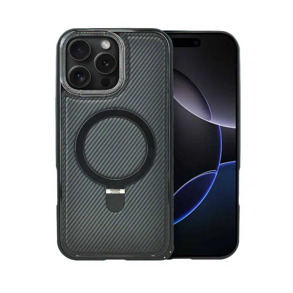 Etui do iPhone 16 Pro Metal Solid Leather Stand z MagSafe, czarne