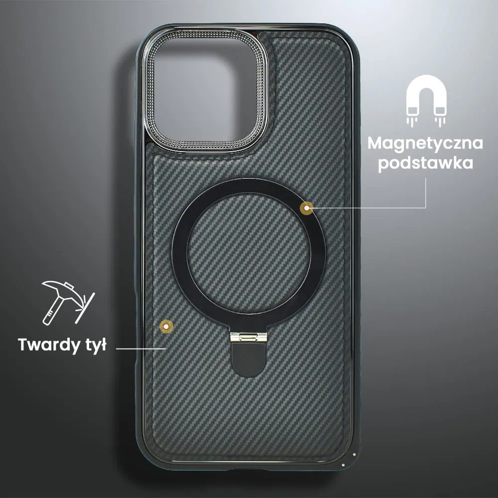 Etui do iPhone 16 Pro Metal Solid Leather Stand z MagSafe, czarne