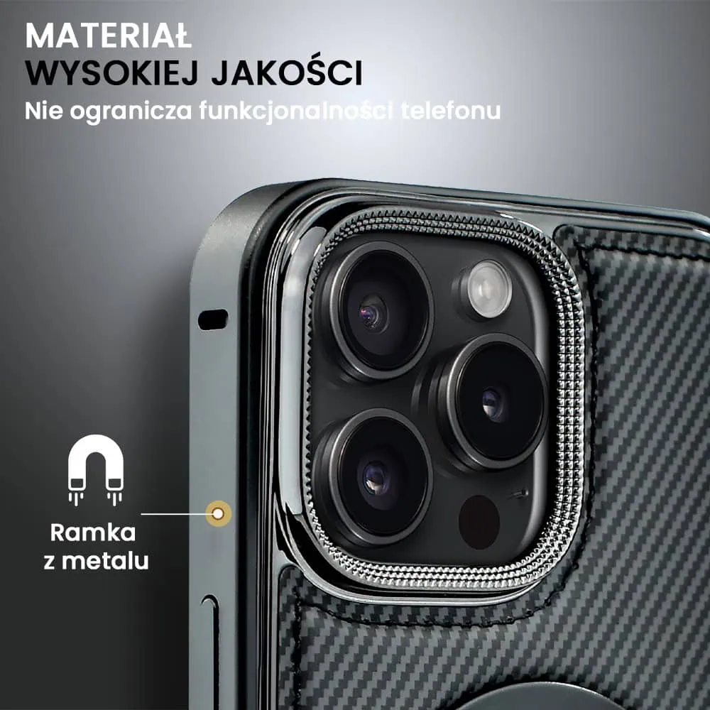 Etui do iPhone 16 Pro Metal Solid Leather Stand z MagSafe, czarne