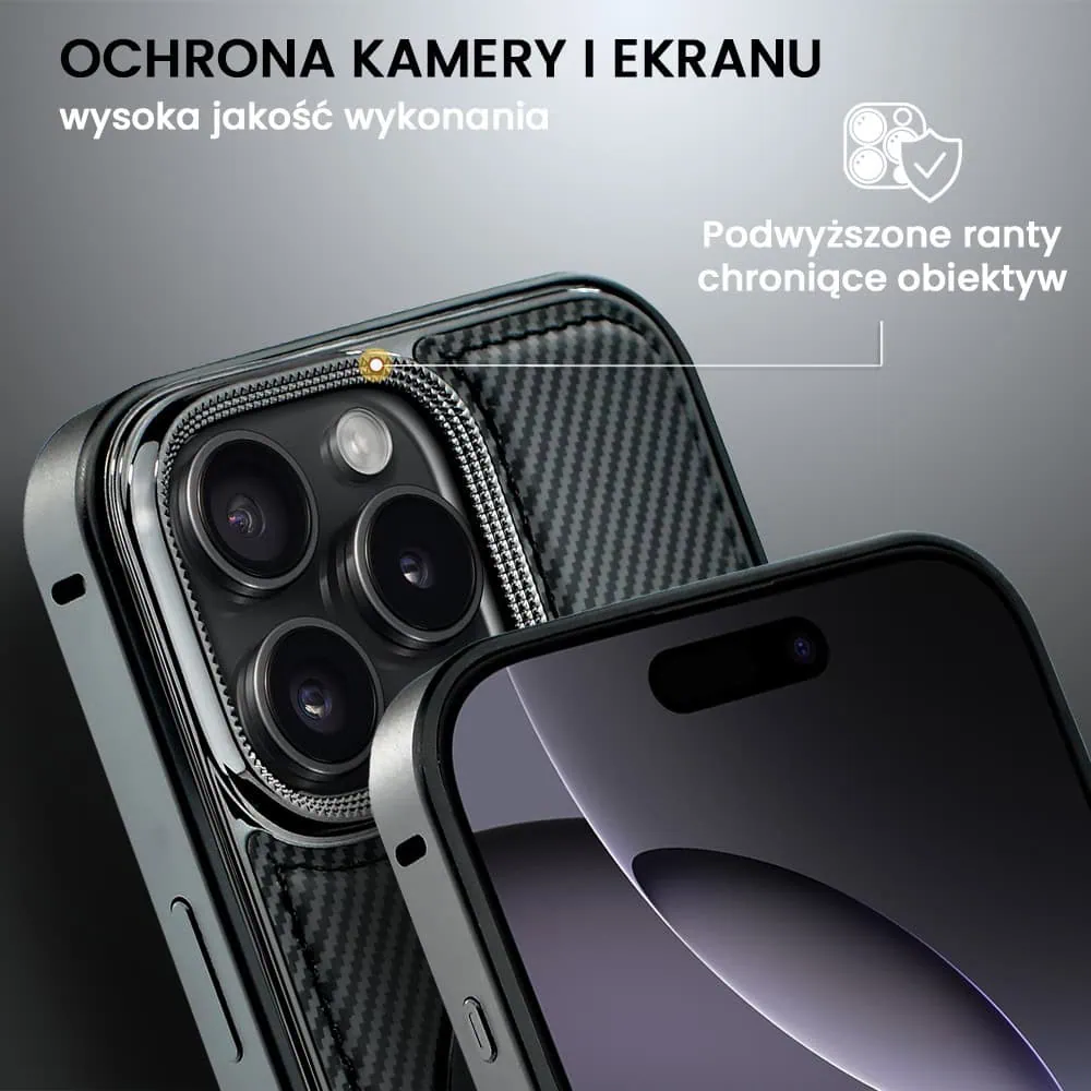 Etui do iPhone 16 Pro Metal Solid Leather Stand z MagSafe, czarne