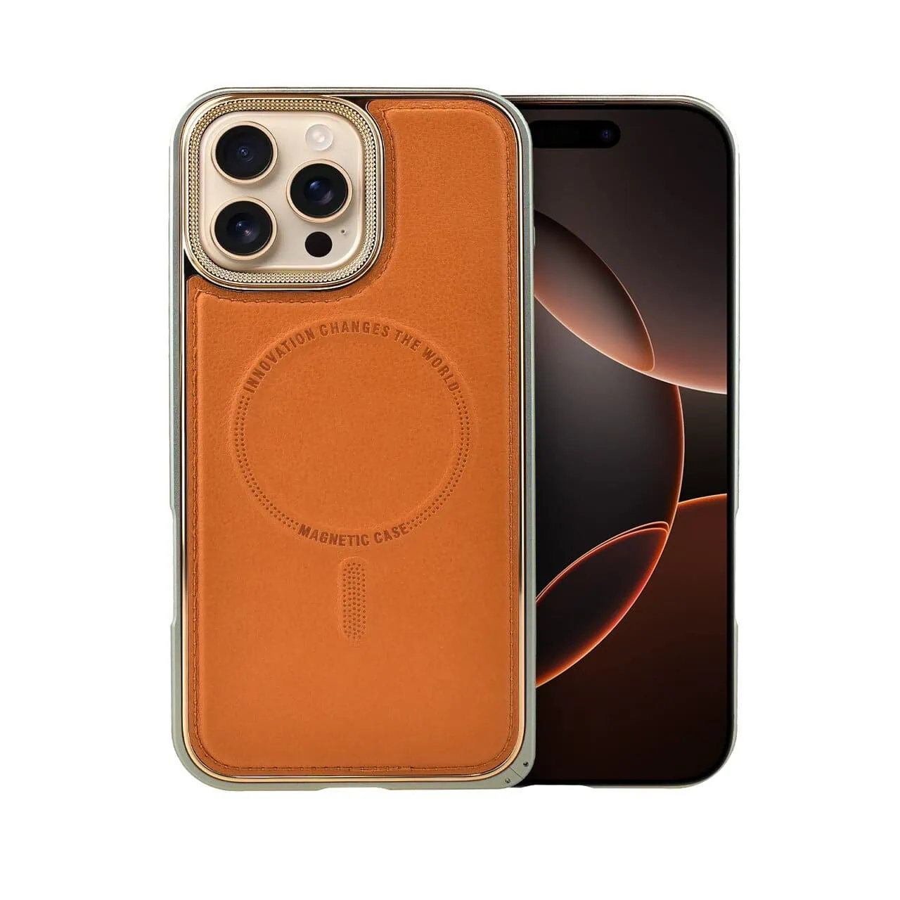 Etui do iPhone 16 Pro Metal Solid Leather z MagSafe, brązowe