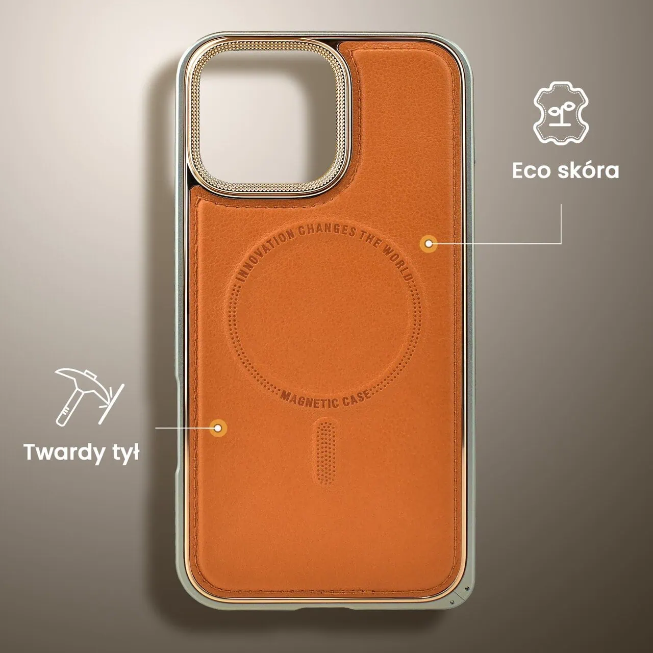 Etui do iPhone 16 Pro Metal Solid Leather z MagSafe, brązowe