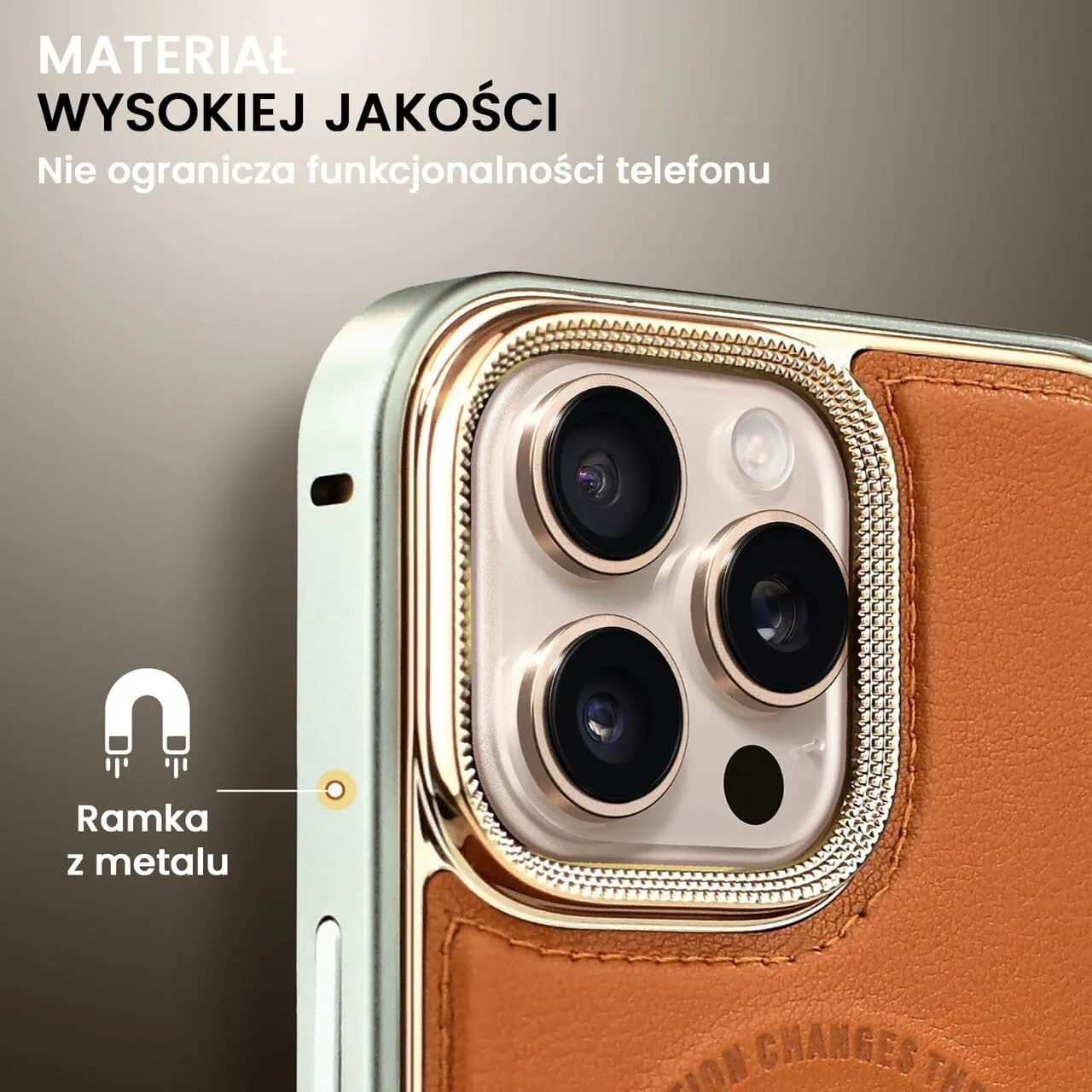 Etui do iPhone 16 Pro Metal Solid Leather z MagSafe, brązowe