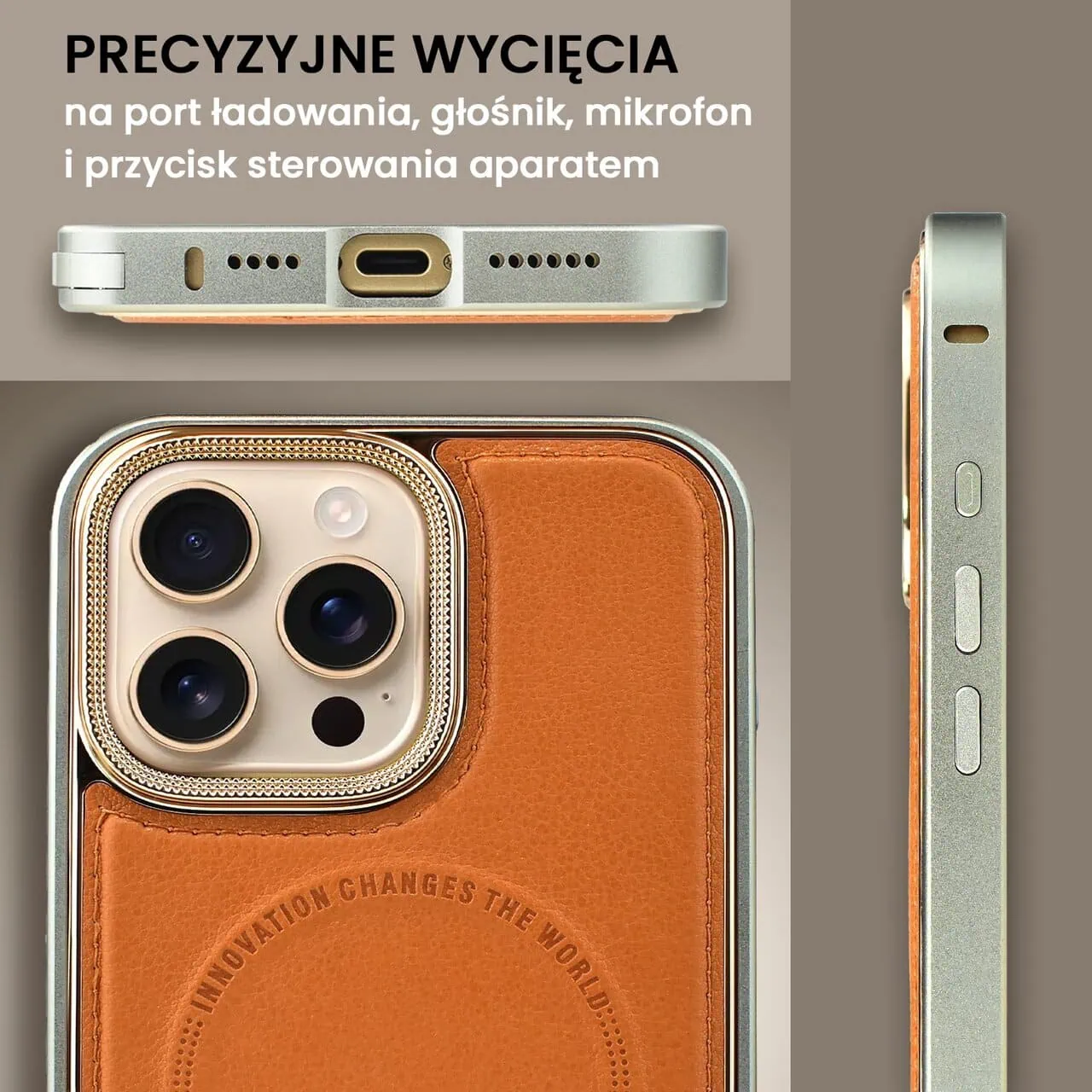 Etui do iPhone 16 Pro Metal Solid Leather z MagSafe, brązowe