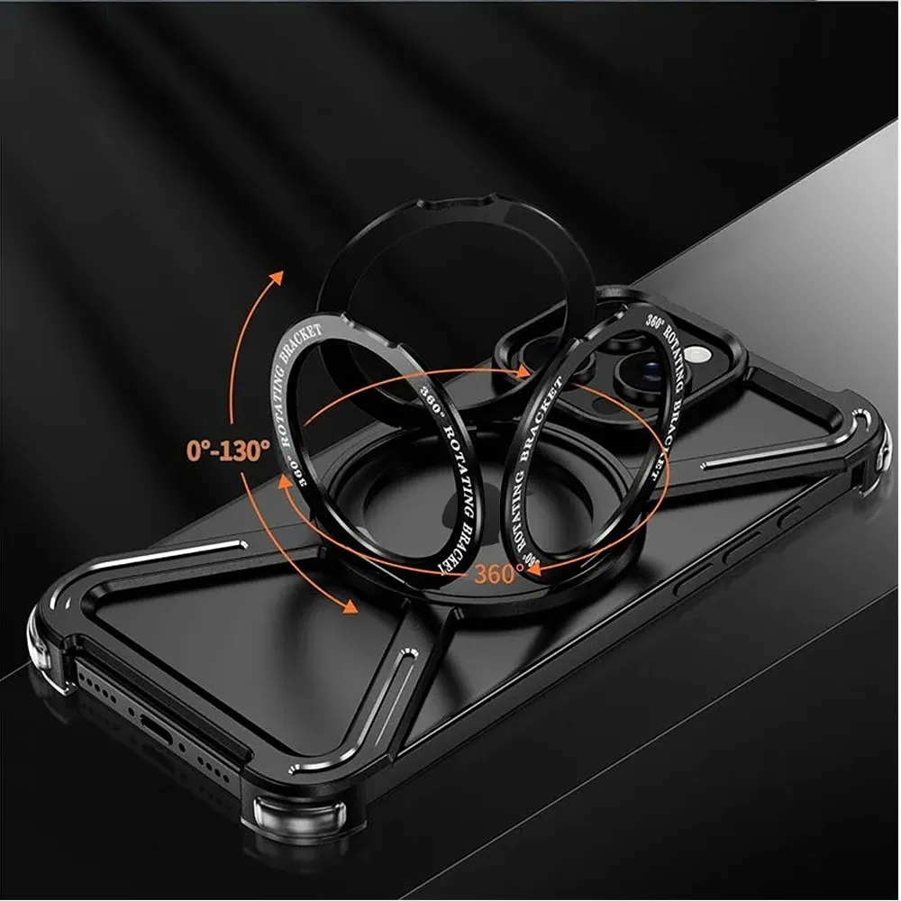 Etui do iPhone 16 Pro Max, Metal X-Shield metalowe, z widocznym logo i podstawką, czarne