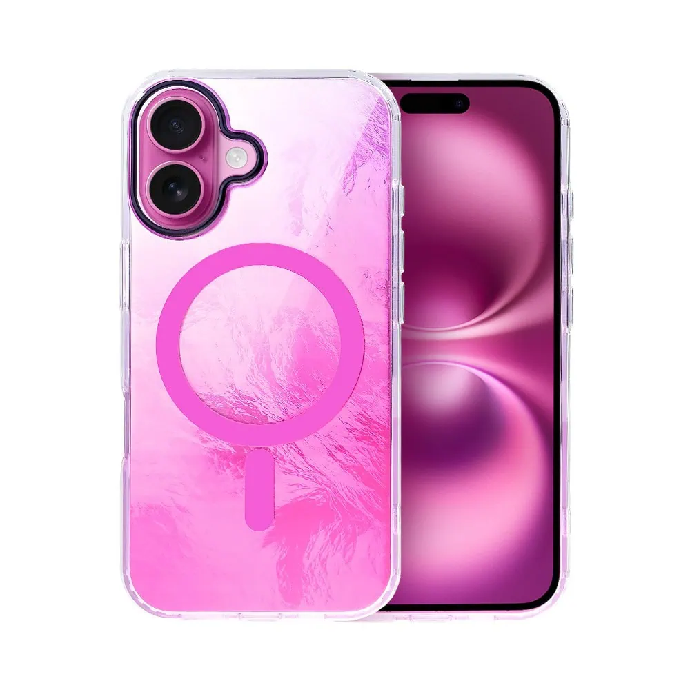 Etui do iPhone 16, Mystic Ring z MagSafe, eteryczny efekt 3D, głębia różu