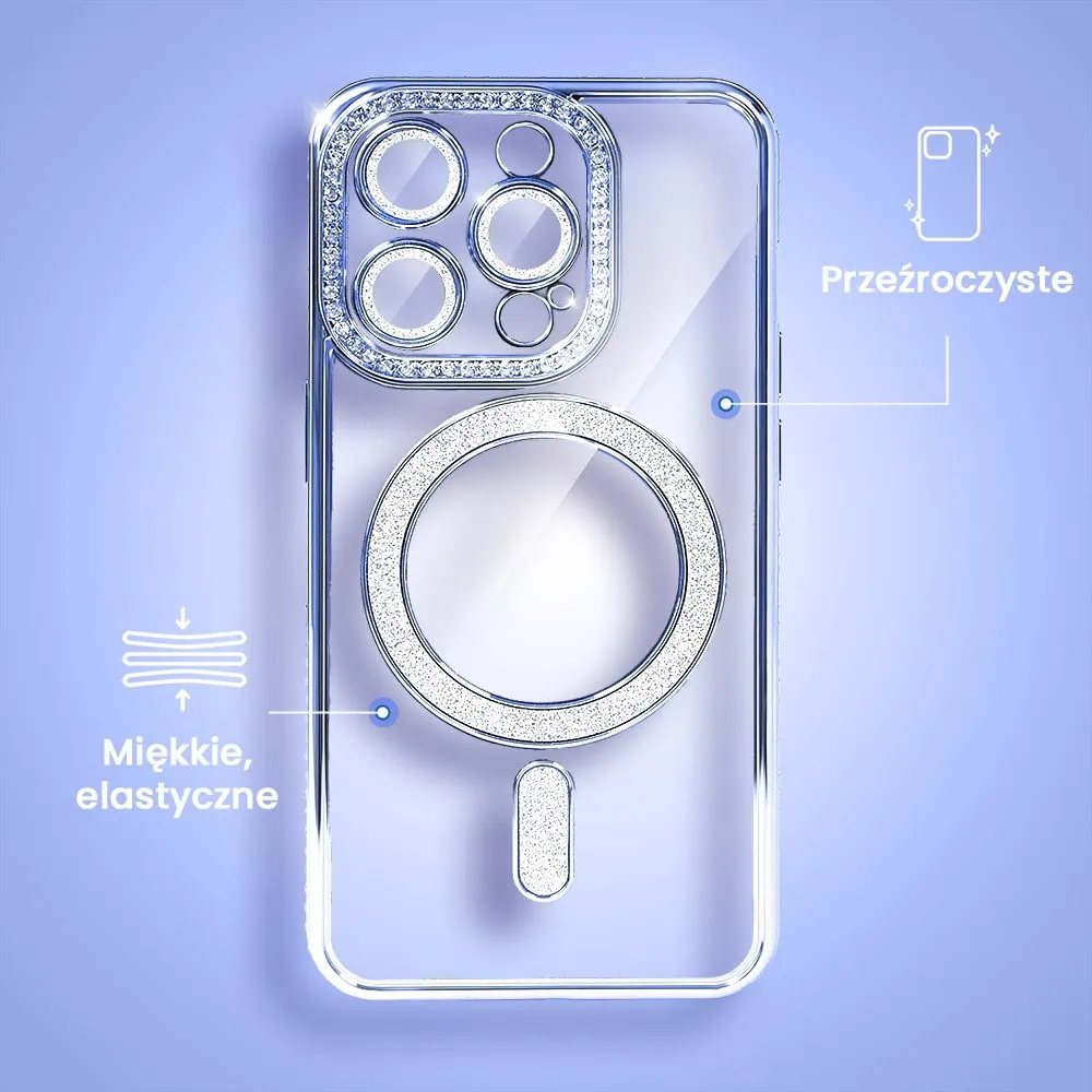 Etui do iPhone 16 Pro Max Diadem Glow, błyszczące z MagSafe, przeźroczyste, niebieskie (OUTLET)