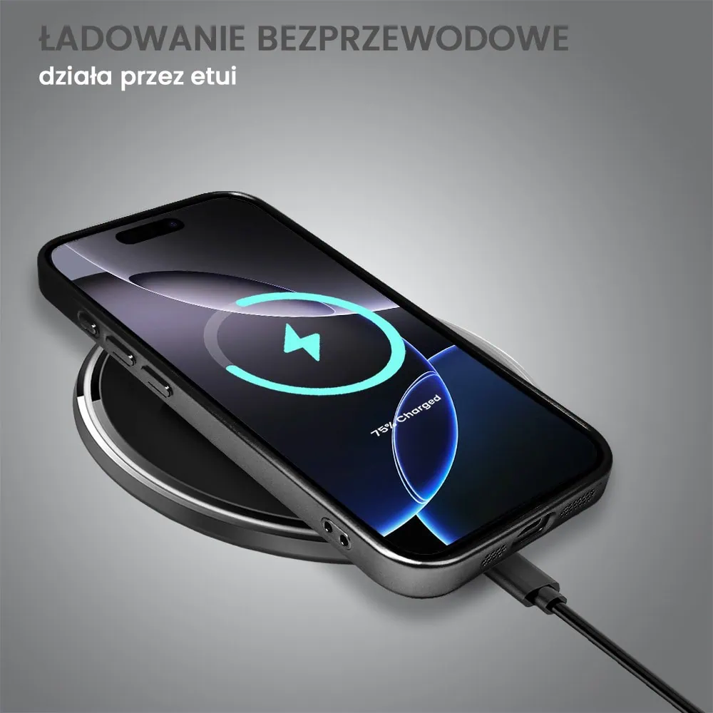 Etui do iPhone 16 Pro MagSafe Luxury Protect przeźroczyste, z osłoną aparatu, Titanium Finish, czarny tytan