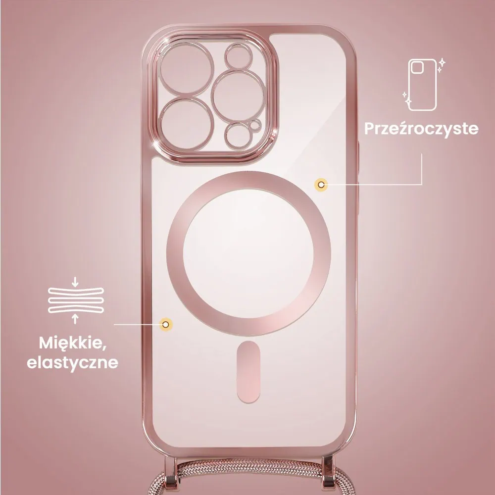 Etui do iPhone 16 Pro Max Magsafe Slim Crossbody, jak torebka, różowe (OUTLET)