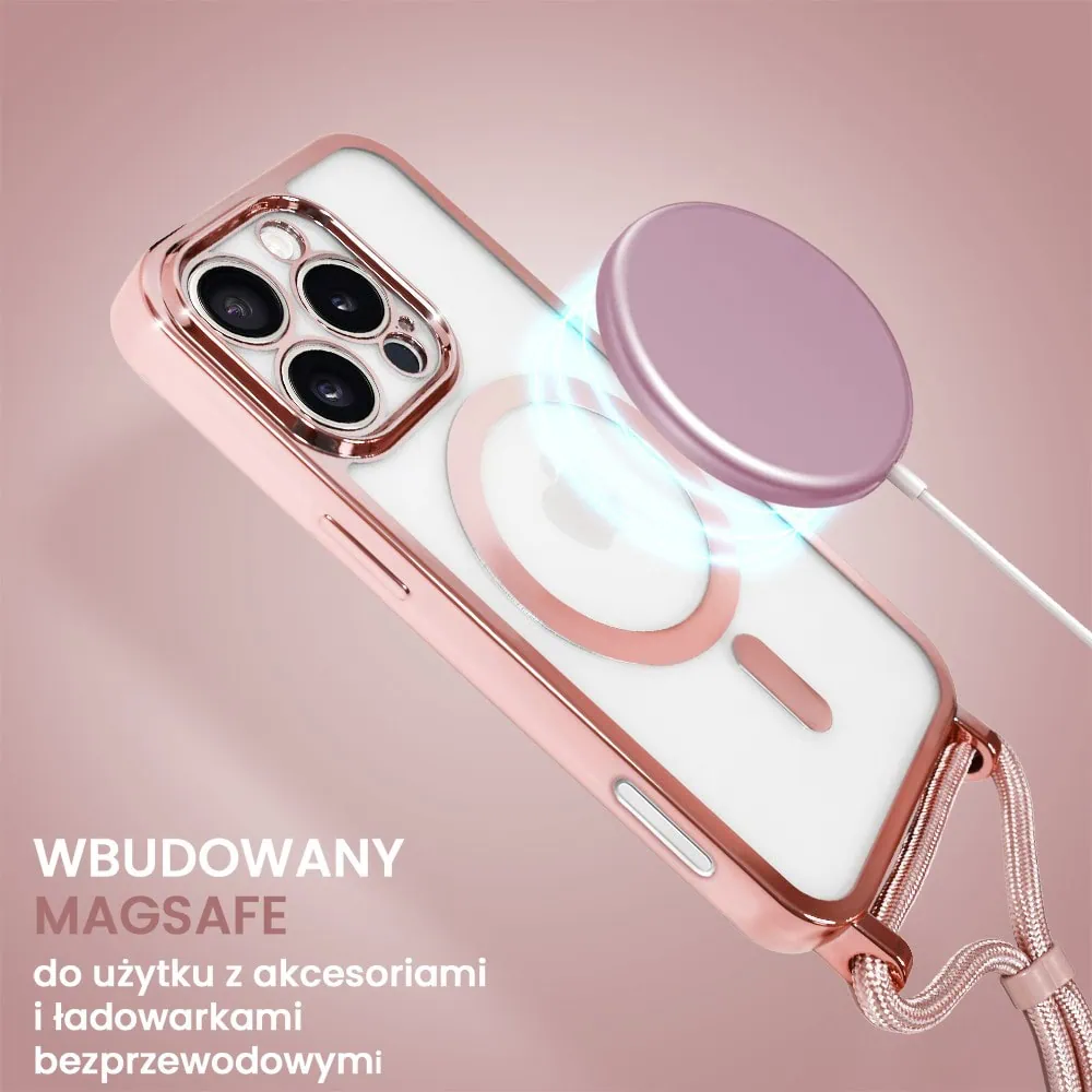 Etui do iPhone 16 Pro Max Magsafe Slim Crossbody, jak torebka, różowe (OUTLET)