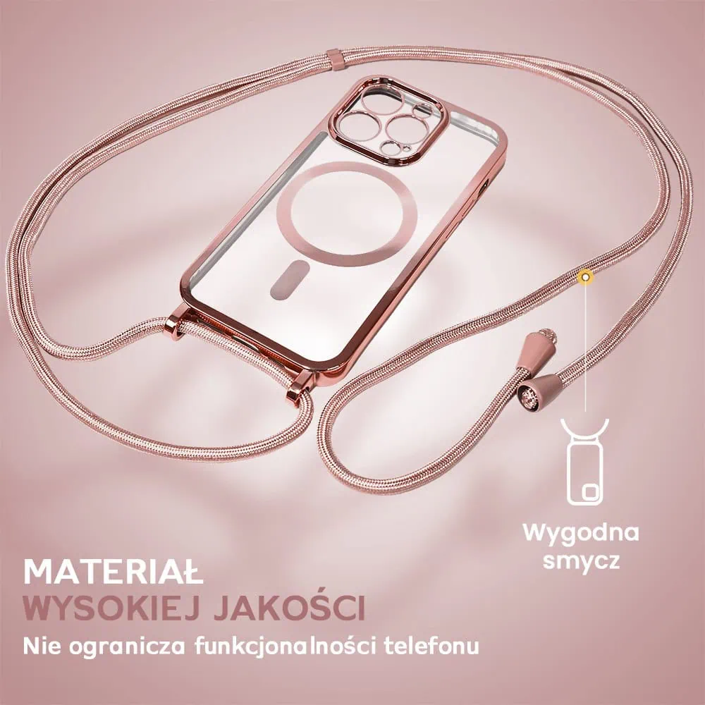 Etui do iPhone 16 Pro Max Magsafe Slim Crossbody, jak torebka, różowe (OUTLET)