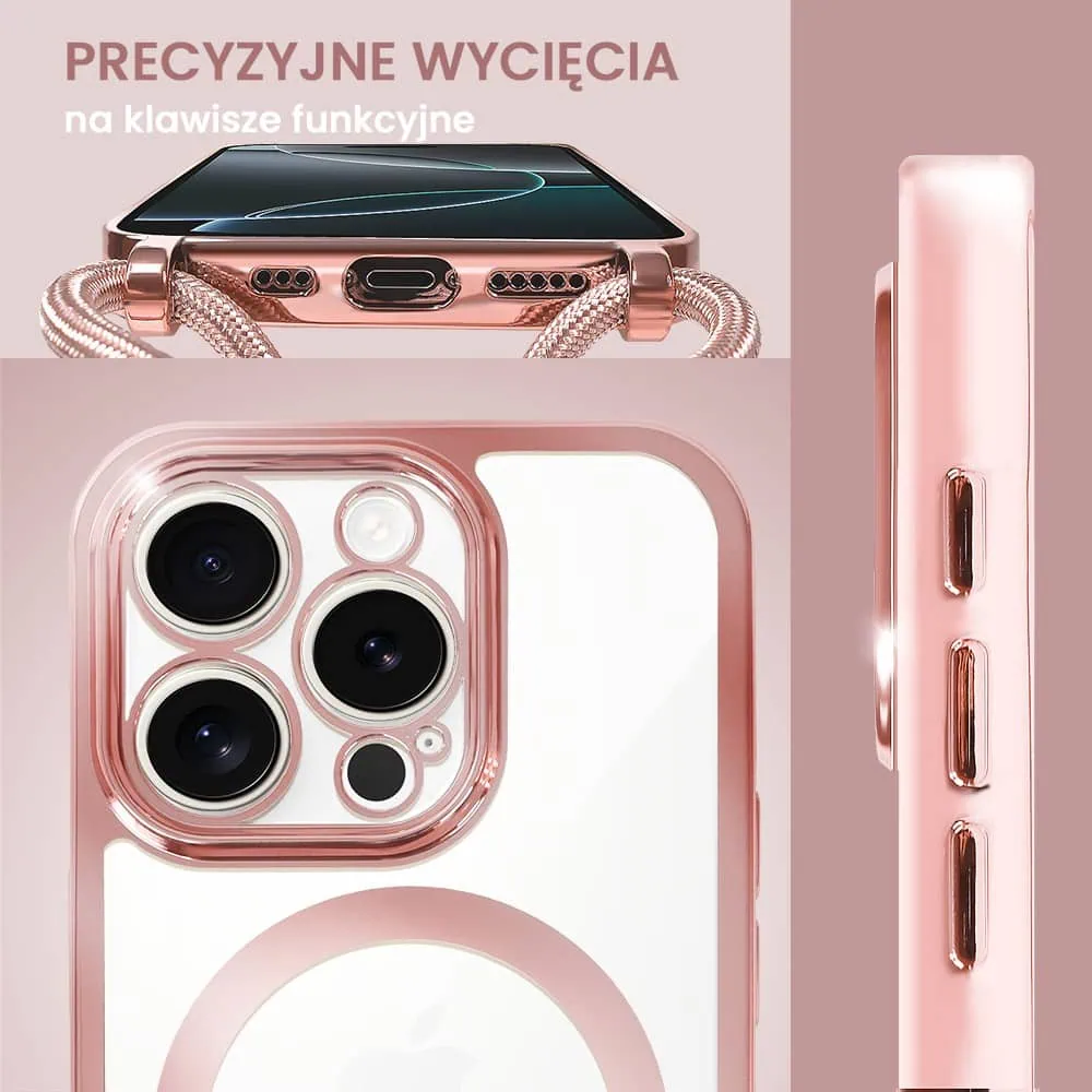 Etui do iPhone 16 Pro Max Magsafe Slim Crossbody, jak torebka, różowe (OUTLET)