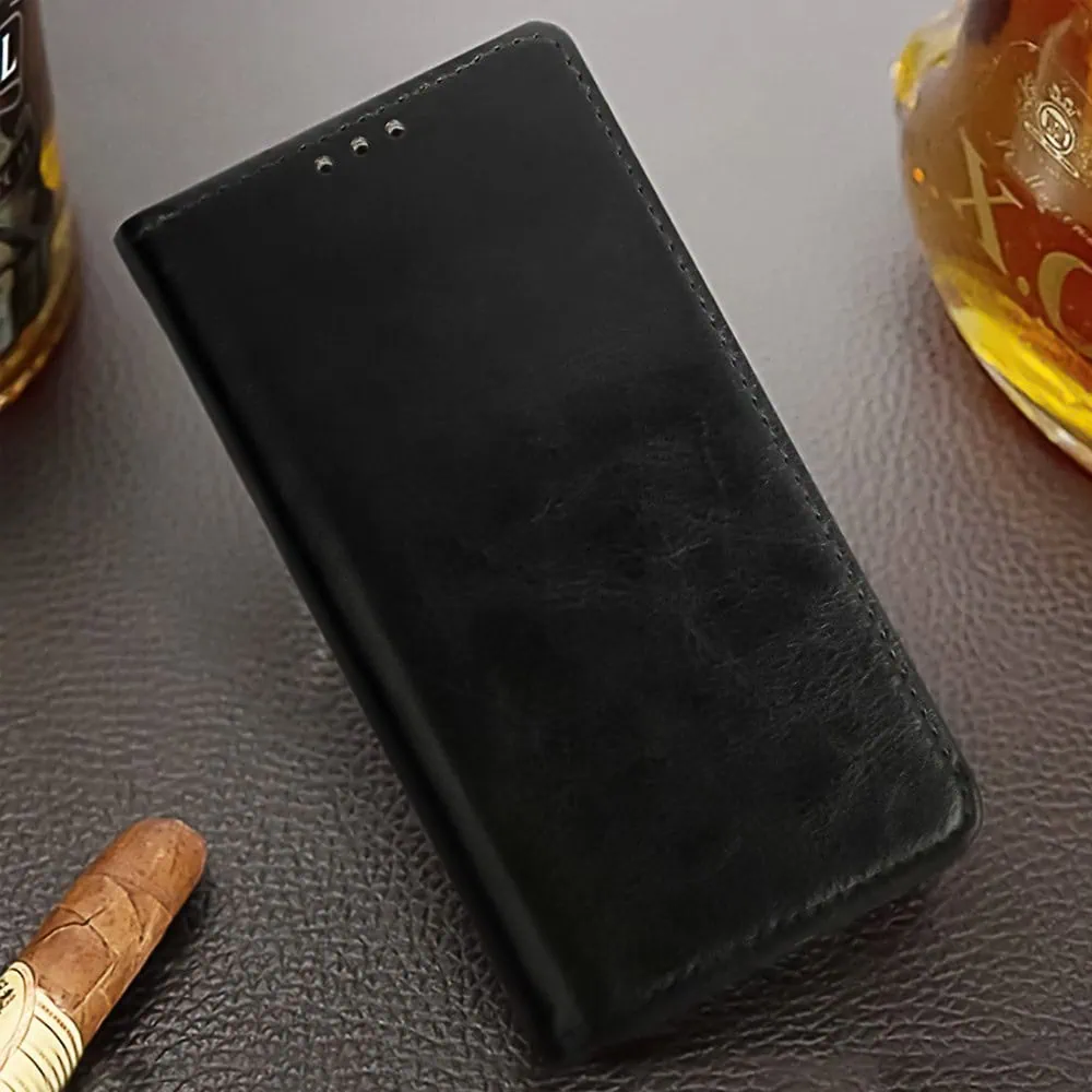 Etui do iPhone 16 Pro zamykane, eleganckie skórzane, czarne