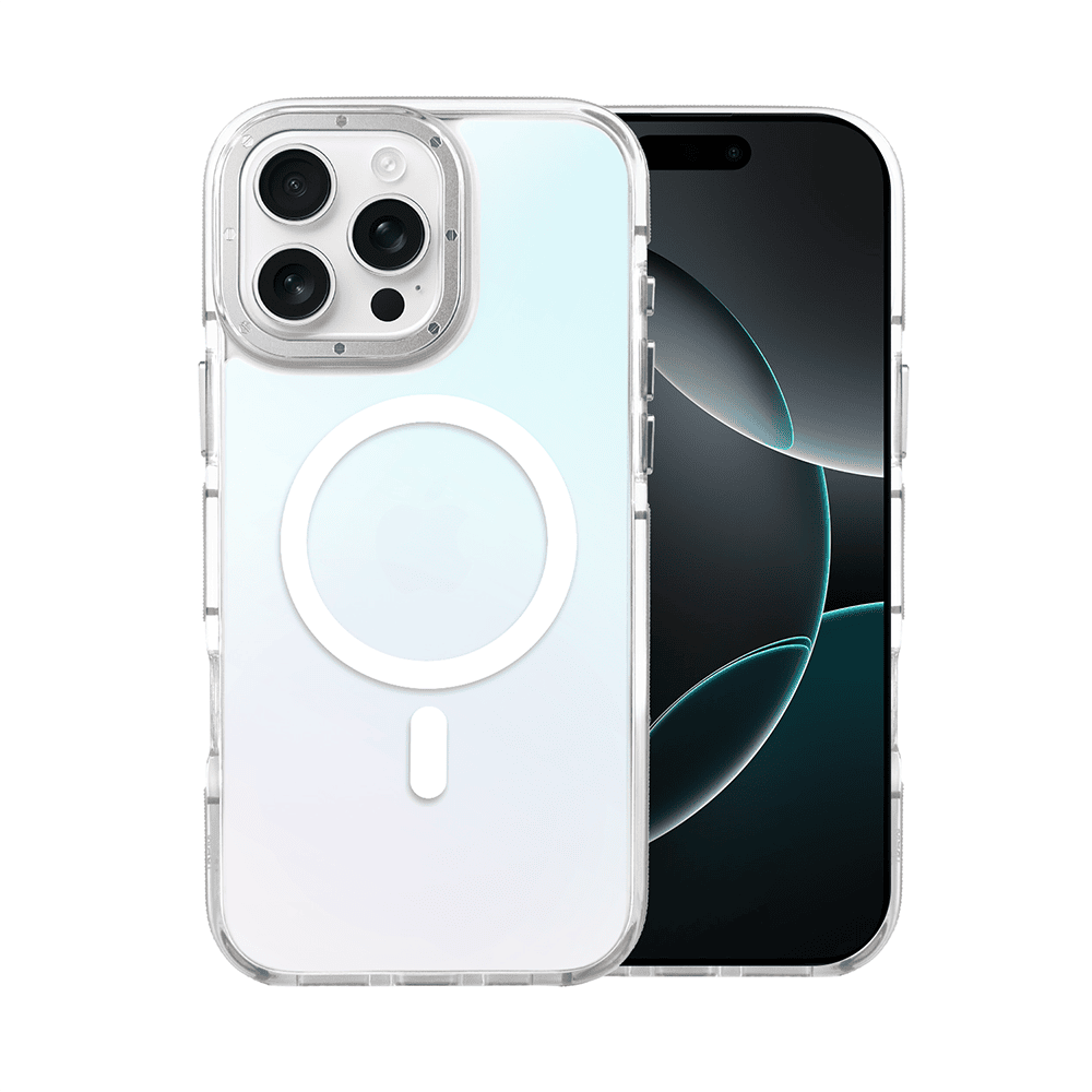 Etui do iPhone 16 Pro Max Sunrise Fusion Grip z MagSafe, nieślizgające, metalowa osłona, białe