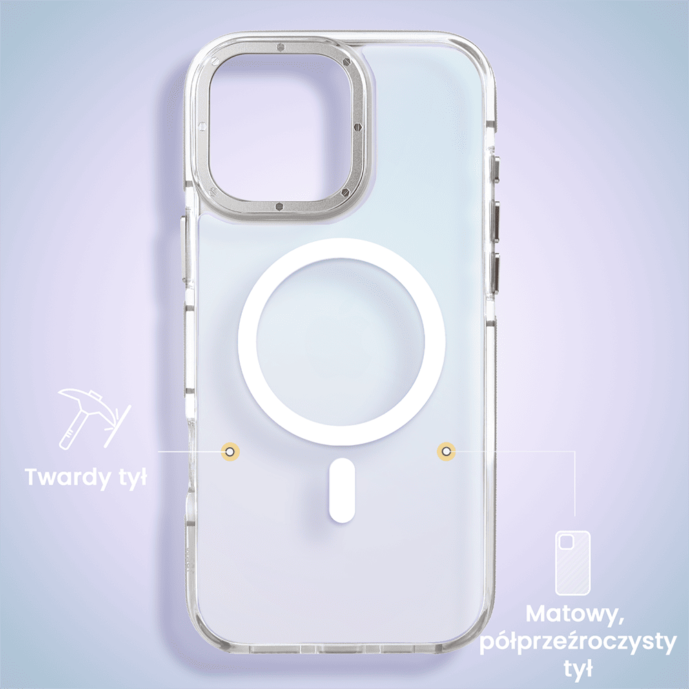 Etui do iPhone 16 Pro Max Sunrise Fusion Grip z MagSafe, nieślizgające, metalowa osłona, białe