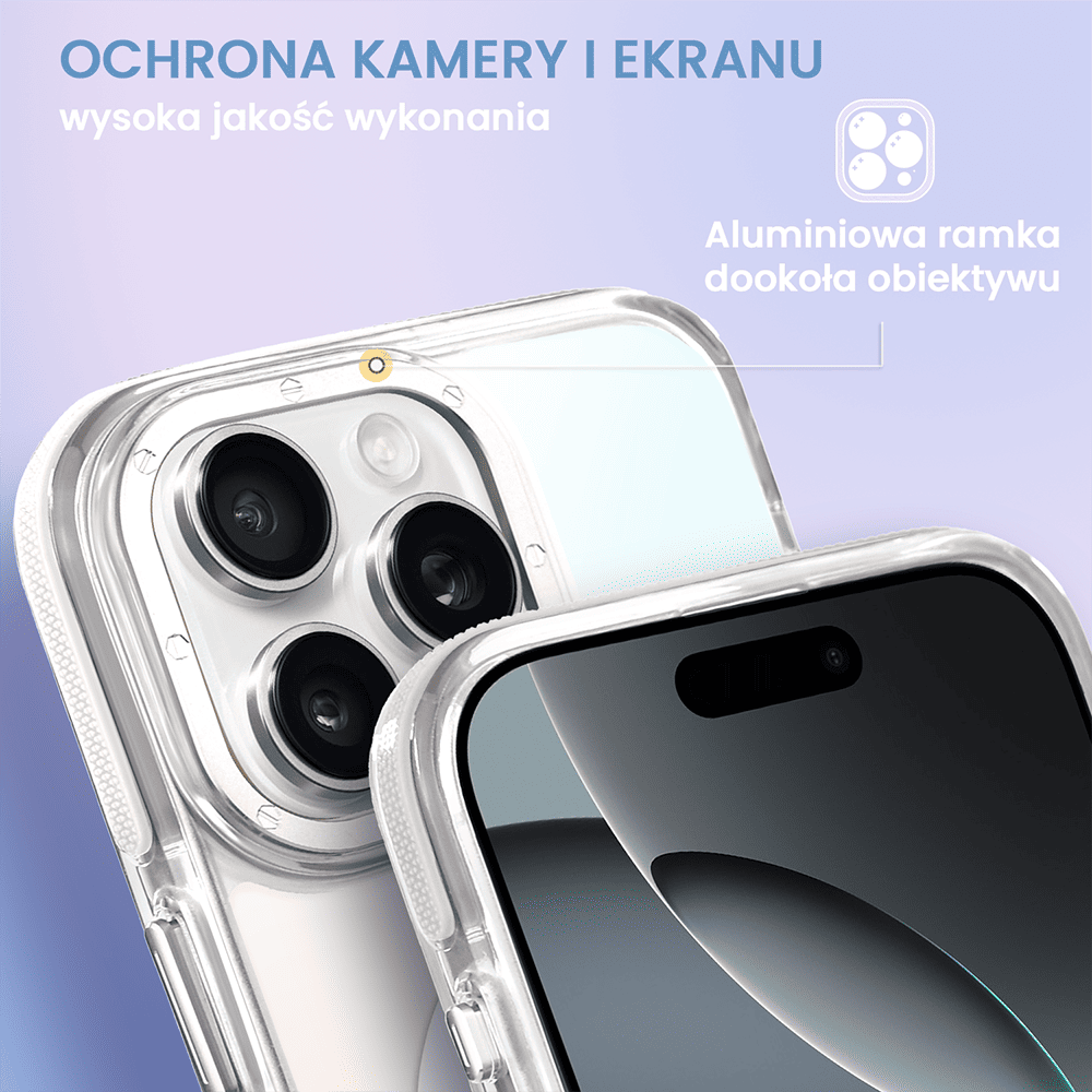 Etui do iPhone 16 Pro Max Sunrise Fusion Grip z MagSafe, nieślizgające, metalowa osłona, białe