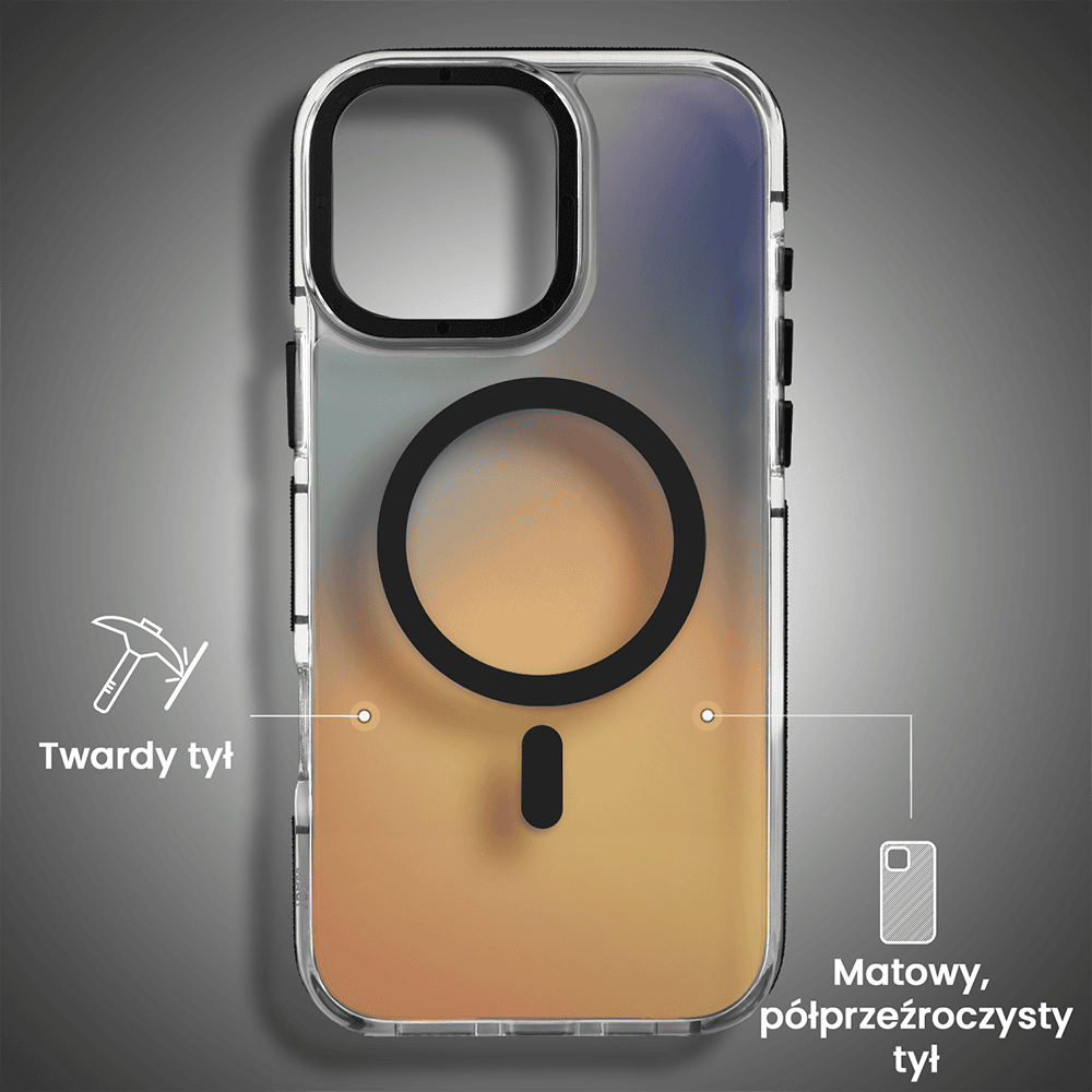 Etui do iPhone 16 Pro Max Sunrise Fusion Grip z MagSafe, nieślizgające, metalowa osłona, czarne