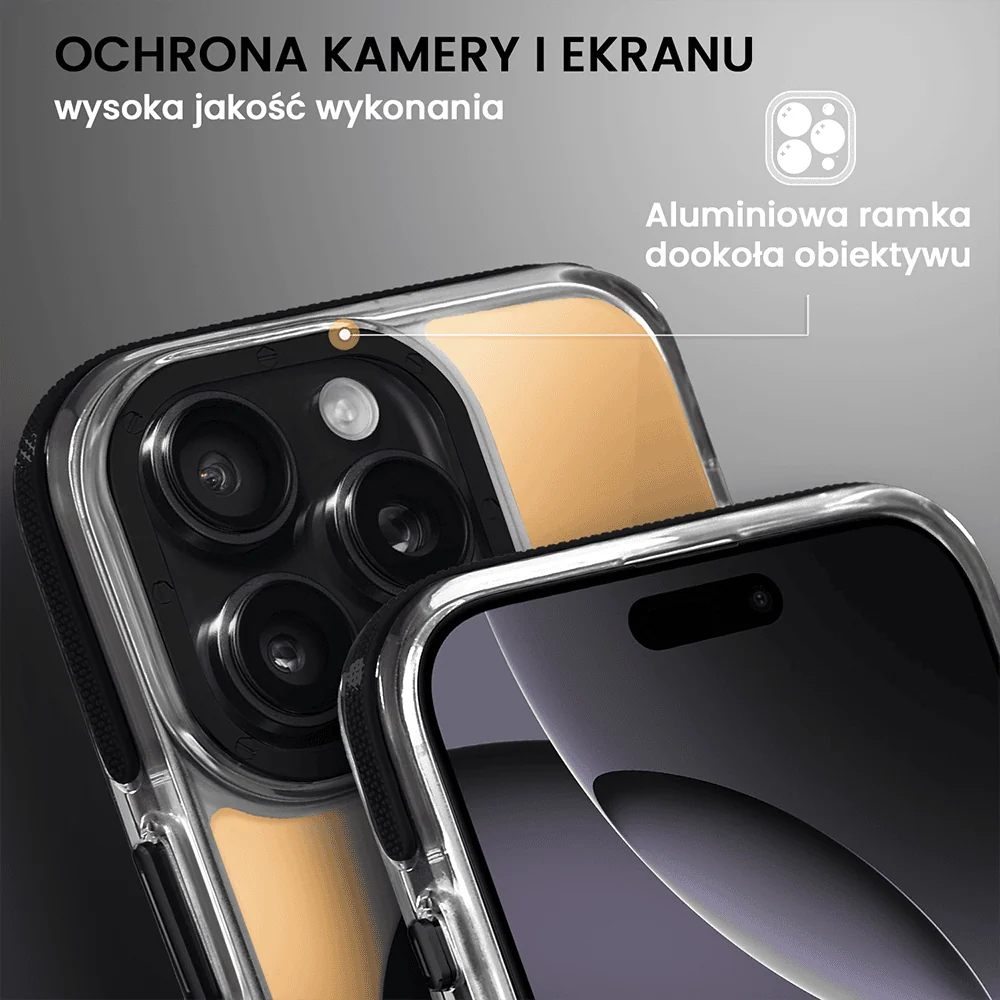 Etui do iPhone 16 Pro Max Sunrise Fusion Grip z MagSafe, nieślizgające, metalowa osłona, czarne