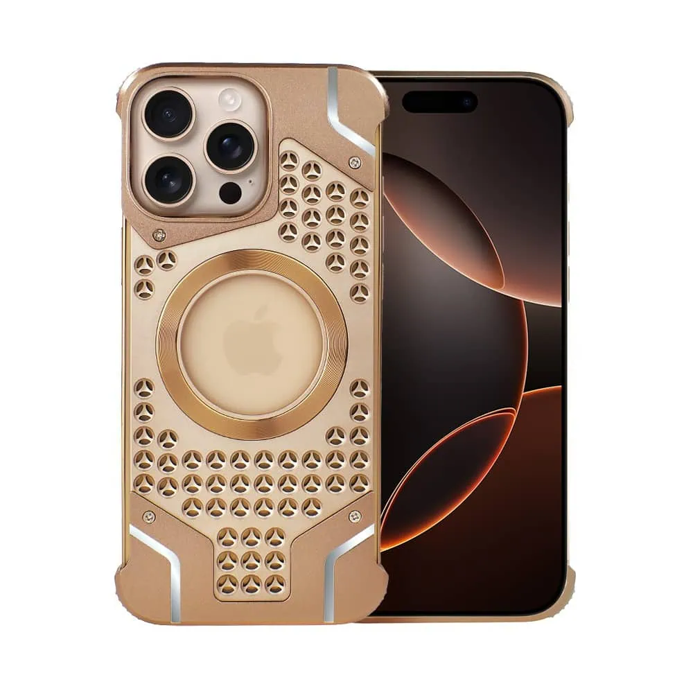 Etui do iPhone 16 Pro Titan Grid Pro, metalowe, Anti-Shock z MagSafe, widoczne logo, tytan pustynny