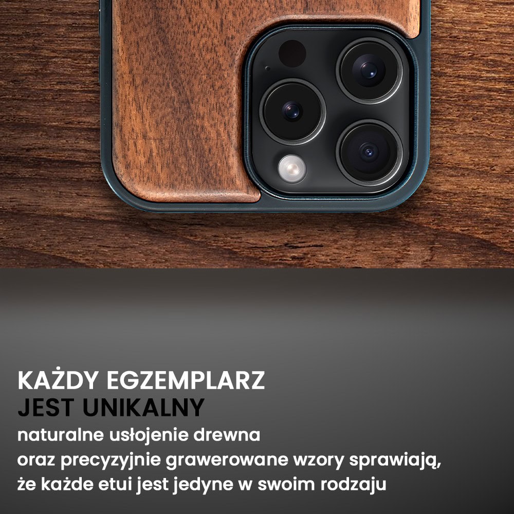Etui do iPhone 16 Pro, WoodCraft, drewniane z MagSafe, Mapa świata
