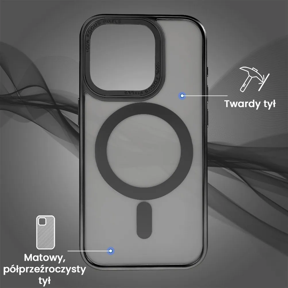 Etui do iPhone 16 Pro Max cienkie, elastyczne, wzmocniona ramka, Titanium Finish, czarne