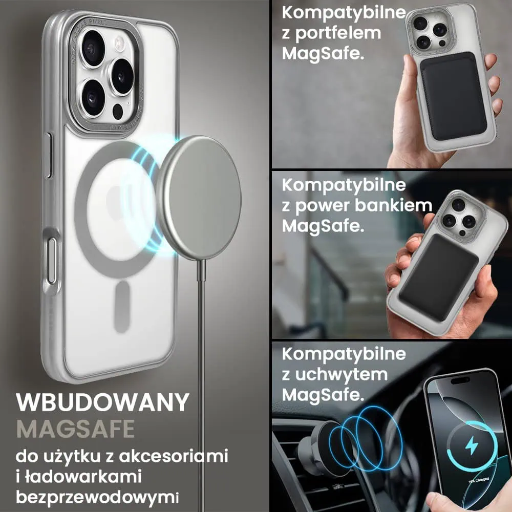 Etui do iPhone 16 Pro Max cienkie, elastyczne, wzmocniona ramka, Titanium Finish, srebrne