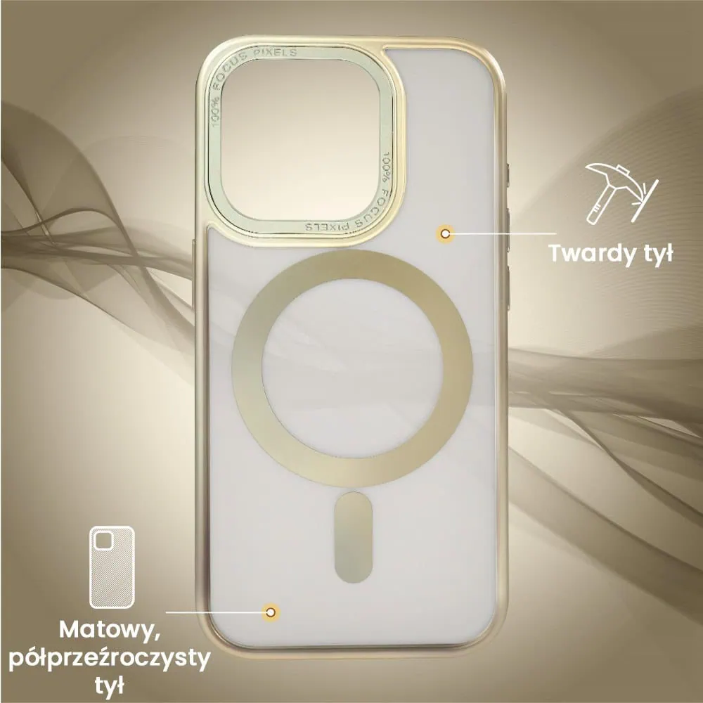 Etui do iPhone 16 Pro Max cienkie, elastyczne, wzmocniona ramka, Titanium Finish, złote