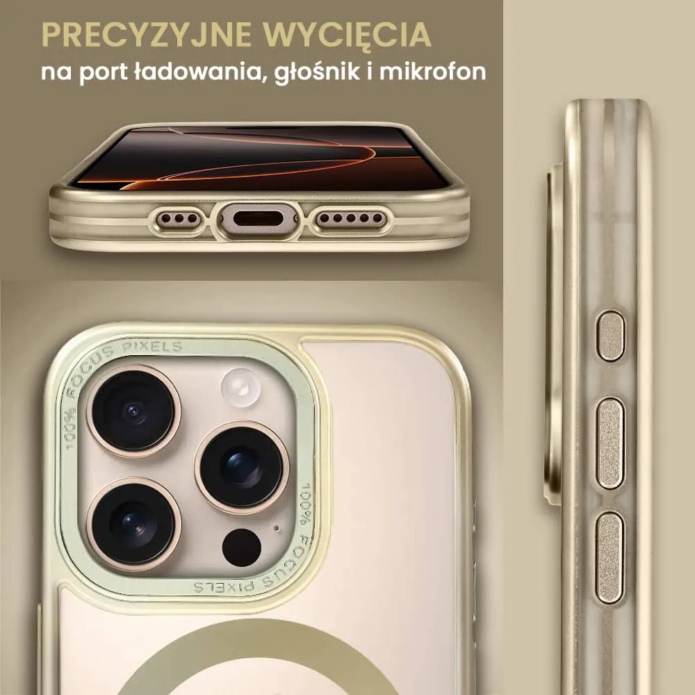 Etui do iPhone 16 Pro Max cienkie, elastyczne, wzmocniona ramka, Titanium Finish, złote