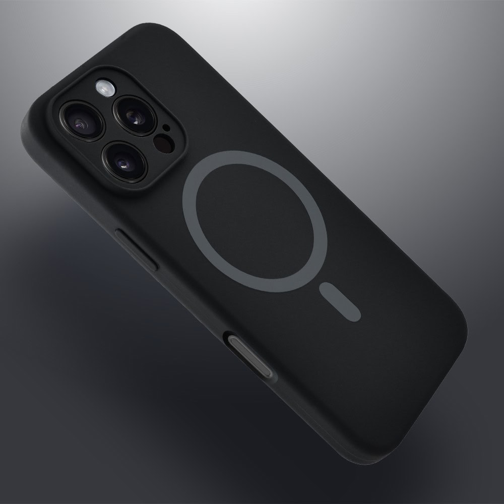 Etui do iPhone 16 Pro Max, silikonowe z MagSafe, mikrofibra soft touch z osłoną na aparat, czarne