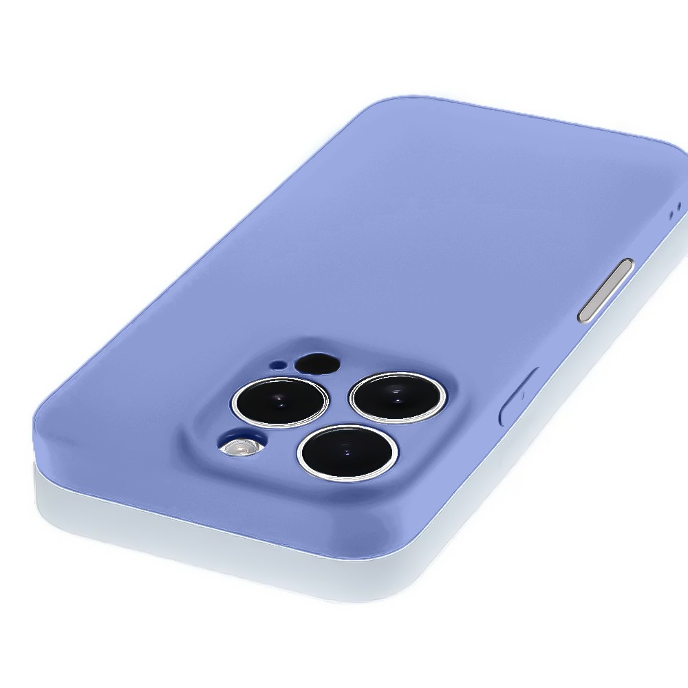 Etui do iPhone 16 Pro Max silikonowe z mikrofibrą soft touch z osłoną na aparat, fioletowe liliowe
