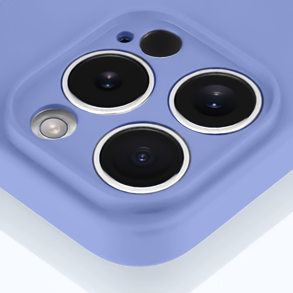 Etui do iPhone 16 Pro Max silikonowe z mikrofibrą soft touch z osłoną na aparat, fioletowe liliowe