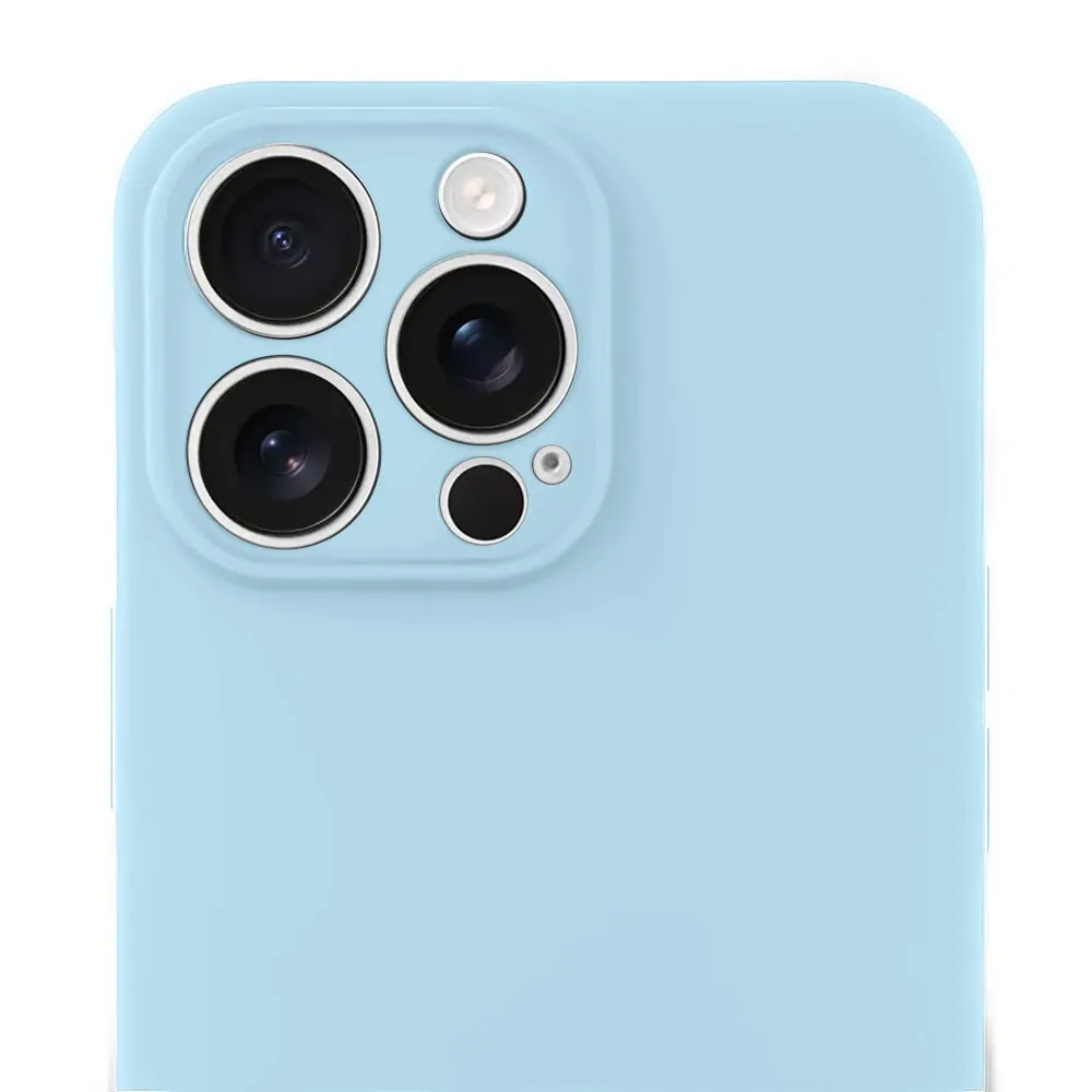 Etui do iPhone 16 Pro Max silikonowe z mikrofibrą soft touch z osłoną na aparat, jasny niebieski